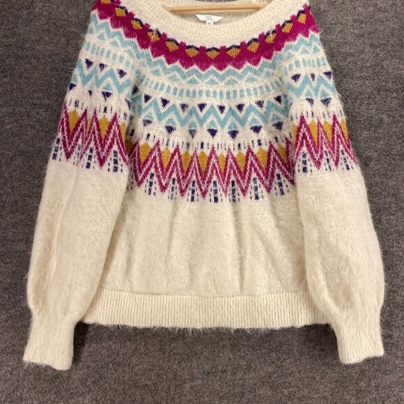 Time And Tru Sweater Pullover Women 2XL White Striped Knit Long Sleeve Casual - Picture 4 of 9